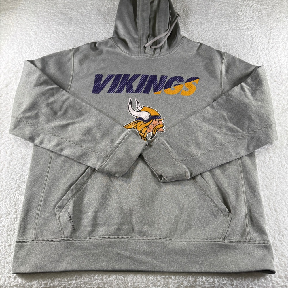 Minnesota Vikings Nike Therma-Fit Men's Medium Hoodie Sweatshirt Gray Grey Logo